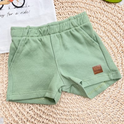 Conj. Camiseta Ursinho de Bicicleta e Bermuda - Verde e Off White